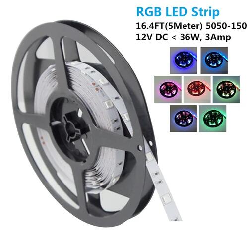 (image for) SMD5050-150 RGB Color LED Strips 30 LEDs Per Meter 10mm Wide Tri-Chip Flexible Tape